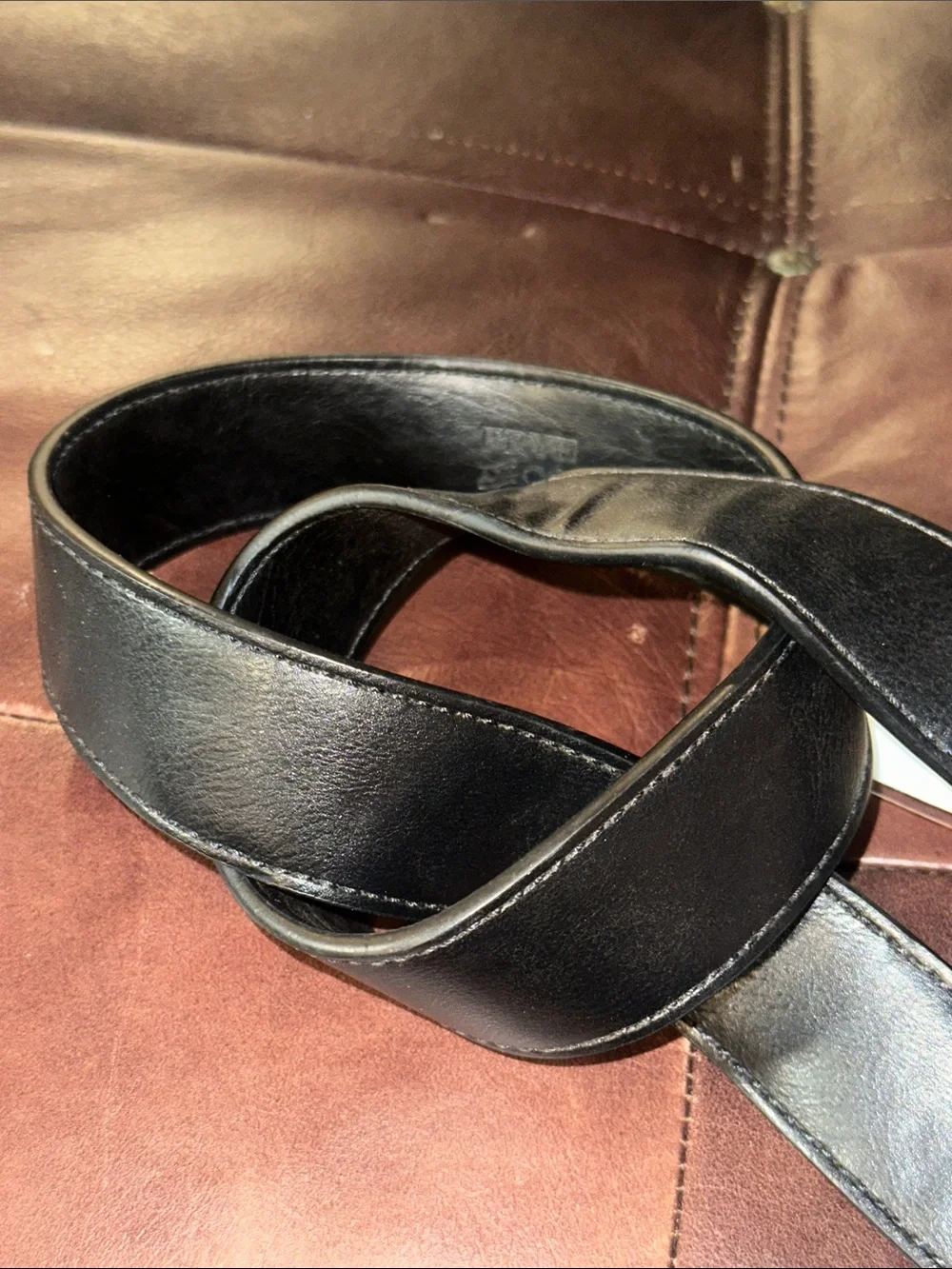 Frye & Co Mens Black faux Leather Belt